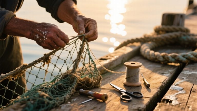 fixing torn fishing nets
