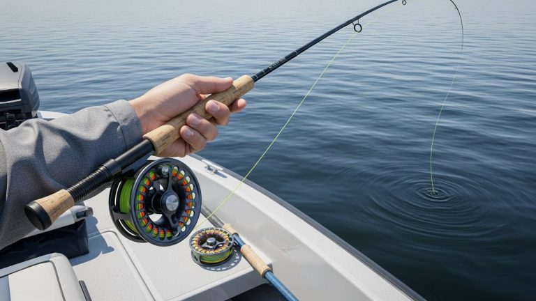 fly fishing from a boat