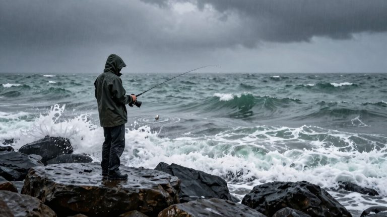 fishing in rainy saltwater