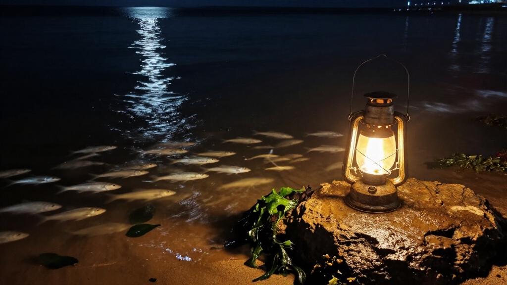 lantern lit shore attracts fish